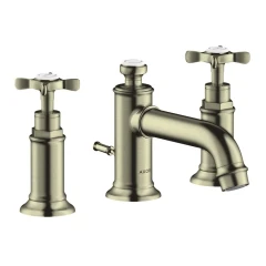 Смеситель для раковины Axor Montreux 30, на 3 отверстия, с крестообразными рукоятками, со сливным гарнитуром, сталь арт. 16536800