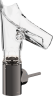 Купить купить смеситель для раковины axor starck v, однорычажный, 140, со стеклянным изливом, с фасетной огранкой, с не запираемым сливным набором, полированный черный, хром арт. 12123330