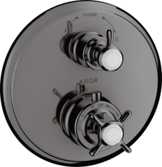 Термостат Axor Montreux, с запорным/переключающим вентилем, с крестообразной рукояткой, полированный черный, хром арт. 16820330