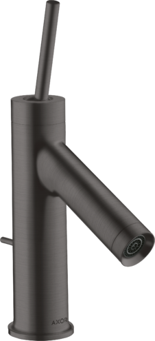 Купить купить смеситель для раковины axor starck, однорычажный, с тонкой рукояткой, для гостевой раковины, со сливным гарнитуром, шлифованный черный, хром арт. 10116340