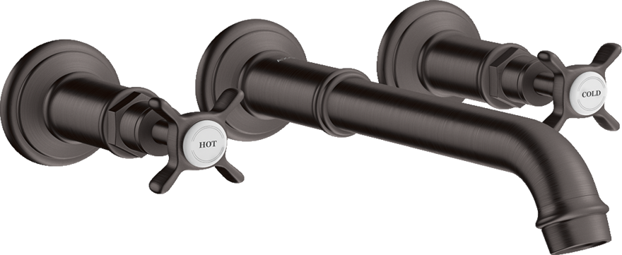 Купить купить смеситель для раковины axor montreux, на 3 отверстия, скрытого монтажа, с изливом 165-225 мм, с крестообразными рукоятками, шлифованный черный, хром арт. 16532340