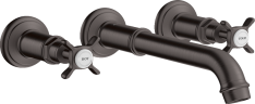 Купить купить смеситель для раковины axor montreux, на 3 отверстия, скрытого монтажа, с изливом 165-225 мм, с крестообразными рукоятками, шлифованный черный, хром арт. 16532340