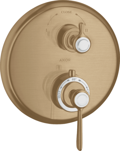 Купить купить термостат axor montreux, с запорным/переключающим вентилем, с рычаговой рукояткой, шлифованная бронза арт. 16821140