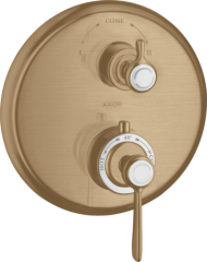 Термостат Axor Montreux, с запорным/переключающим вентилем, с рычаговой рукояткой, шлифованная бронза арт. 16821140