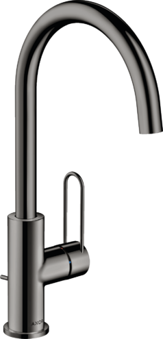 Купить купить смеситель для раковины axor uno 240 с рукояткой-петлей, со сливным гарнитуром, полированный черный, хром арт. 38036330