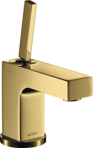 Купить купить смеситель для раковины axor citterio 80, с тонкой рукояткой, для гостевой раковины, со сливным гарнитуром, полированное золото арт. 39015990