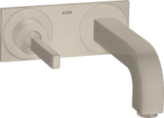 Смеситель для раковины AXOR Citterio настенный, с тонкой рукояткой, с изливом 160 мм, с панелью, матовый никель арт. 39112820