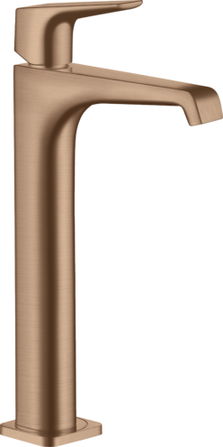 Купить купить смеситель для раковины axor citterio e 250, с рычаговой рукояткой, для накладной раковины, со сливным гарнитуром, матовое красное золото арт. 36113310