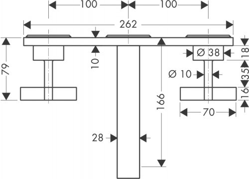 Купить купить смеситель для раковины axor citterio на 3 отверстия скрытого монтажа с изливом 166 мм с крестообразными рукоятками с панелью арт. 39314000