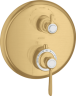 Купить купить термостат axor montreux, с запорным/переключающим вентилем, с рычаговой рукояткой, шлифованное золото арт. 16821250