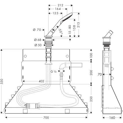 Купить купить набор на край ванны axor secuflex, с ручным душем, шлифованная медь арт. 19418950