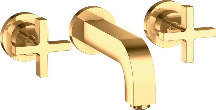 Купить купить смеситель для раковины axor citterio на 3 отверстия, скрытого монтажа, с изливом 162 мм, с крестообразными рукоятками, с отдельными розетками, полированное золото арт. 39313990