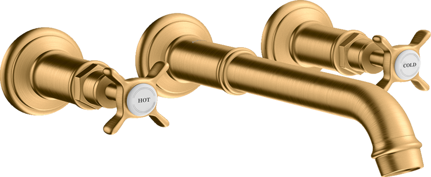 Купить купить смеситель для раковины axor montreux, на 3 отверстия, скрытого монтажа, с изливом 165-225 мм, с крестообразными рукоятками, шлифованная медь арт. 16532950