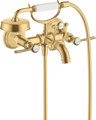 Смеситель для ванны Axor Montreux, внешнего монтажа, с 2 рычаговыми рукоятками, шлифованное золото арт. 16551250