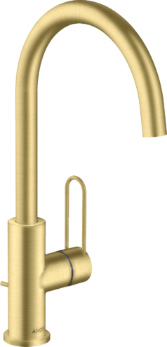 Купить купить смеситель для раковины axor uno 240 с рукояткой-петлей, со сливным гарнитуром, шлифованная медь арт. 38036950