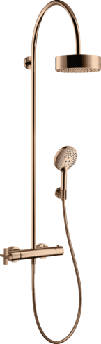 Купить купить душевая система axor citterio showerpipe с термостатом и верхним душем 180 1jet, полированное красное золото арт. 39670300