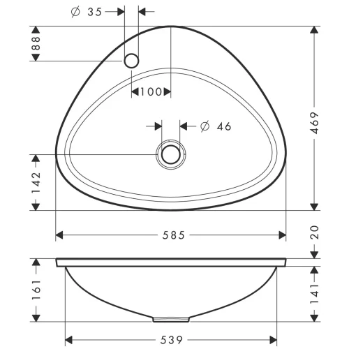Купить купить встраиваемая раковина axor massaud с 1 отверстием, белоснежная арт. 42310000