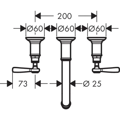 Купить купить смеситель axor montreux для раковины на 3 отверстия для скрытого монтажа с рычаговыми рукоятками розетками и изливом 222 мм настенный монтаж и для скрытого монтажа, шлифованный никель арт. 16534820