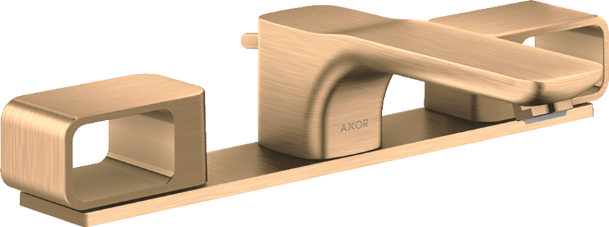 Купить купить смеситель для раковины axor urquiola 50, на 3 отверстия, с панелью, со сливным гарнитуром, шлифованная бронза арт. 11040140