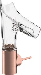 Смеситель для раковины Axor Starck V, однорычажный, 140, со стеклянным изливом, с фасетной огранкой, с не запираемым сливным набором, шлифованное красное золото арт. 12123310