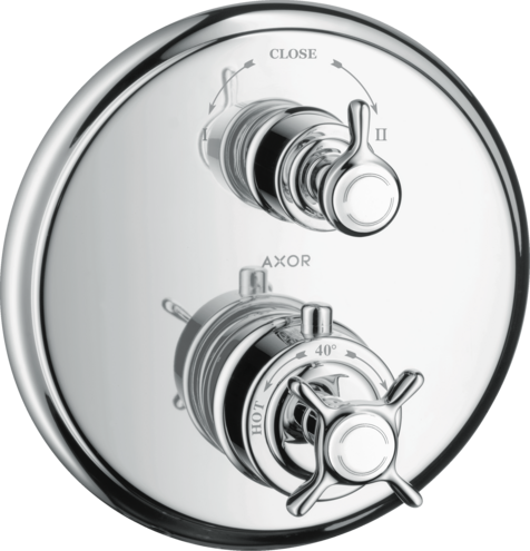 Купить купить термостат axor montreux, запорным/переключающим вентилем, с крестообразной рукояткой, хром арт. 16820000