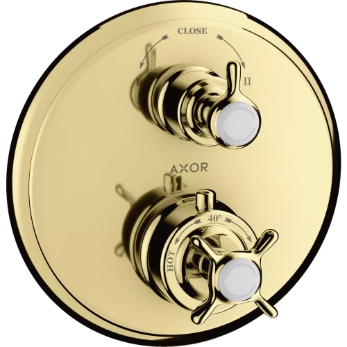 Купить купить термостат axor montreux ecostat e, с запорным/переключающим вентилем, с крестообразной рукояткой, полированная медь арт. 16820930