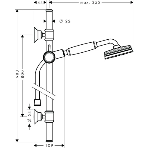 Купить купить душевой набор axor montreux, 0,9 м, с ручным душем, 100, 1 jet, шлифованное золото арт. 27982250
