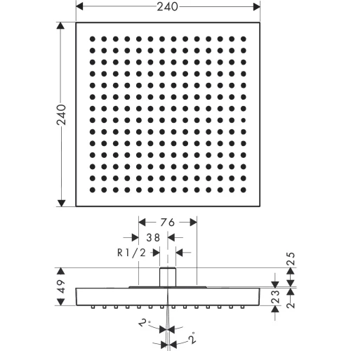 Купить купить верхний душ axor showersolutions 240/240 1jet, потолочный монтаж, полированный черный, хром арт. 10924330