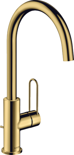 Купить купить смеситель для раковины axor uno 240 с рукояткой-петлей, со сливным гарнитуром, полированное золото арт. 38036990