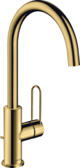 Смеситель для раковины AXOR Uno 240 с рукояткой-петлей, со сливным гарнитуром, полированное золото арт. 38036990
