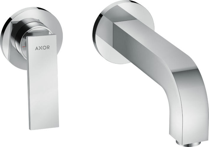 Купить купить смеситель для раковины axor citterio настенный, с рычаговой рукояткой, изливом 220 мм и розетками, хром арт. 39121000