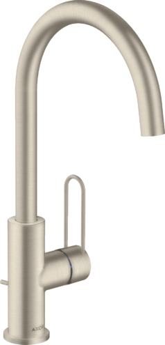 Купить купить смеситель для раковины axor uno 240 с рукояткой-петлей, со сливным гарнитуром, шлифованный никель арт. 38036820