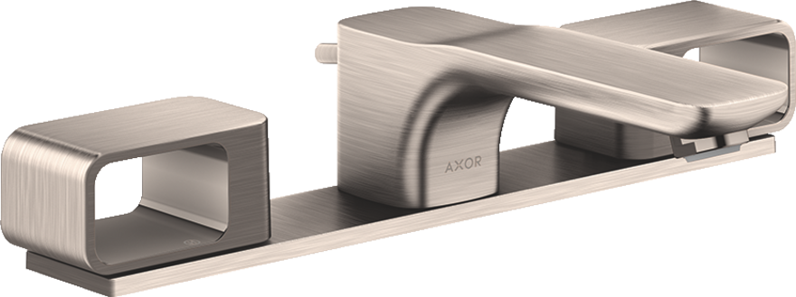 Купить купить смеситель для раковины axor urquiola 50, на 3 отверстия, с панелью, со сливным гарнитуром, сталь арт. 11040800