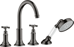 Смеситель для ванны Axor Montreux, на 4 отверстия, монтаж на плитку, с крестообразными рукоятками, полированный черный, хром арт. 16544330