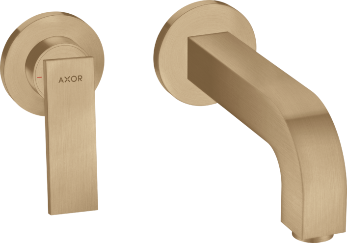 Купить купить смеситель для раковины axor citterio настенный, с рычаговой рукояткой, изливом 220 мм и розетками, матовая бронза арт. 39121140