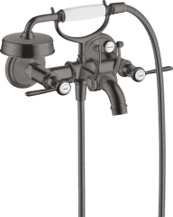 Смеситель для ванны Axor Montreux, внешнего монтажа, с 2 рычаговыми рукоятками, шлифованный черный, хром арт. 16551340