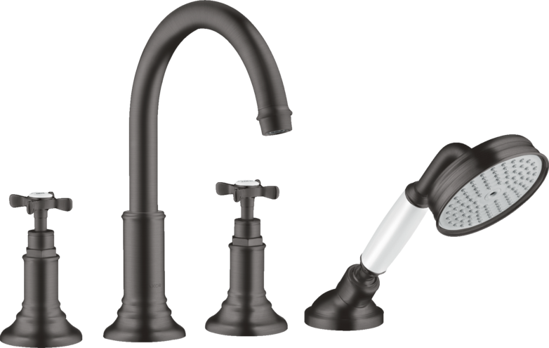 Купить купить смеситель для ванны axor montreux, на 4 отверстия, монтаж на плитку, с крестообразными рукоятками, шлифованный черный, хром арт. 16544340