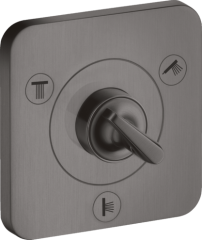 Запорный/переключающий вентиль AXOR Citterio E Trio/Quattro 120/120, скрытого монтажа, матовый черный, хром арт. 36772340