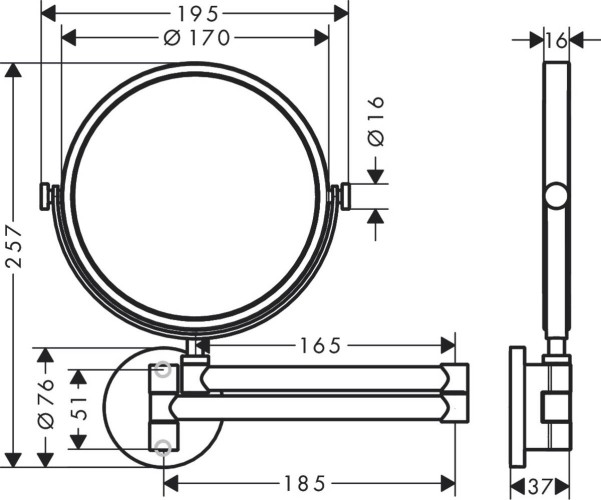 Купить купить зеркало косметическое axor universal circular, матовый черный, хром арт. 42849340