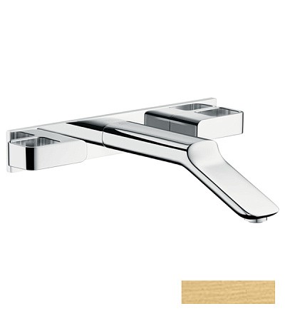 Купить купить смеситель для раковины axor urquiola, на 3 отверстия, скрытого монтажа, с изливом 228 мм, шлифованное золото арт. 11043250