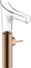 Смеситель для раковины Axor Starck V, однорычажный, 220, со стеклянным изливом, для накладной раковины, полированное красное золото арт. 12114300