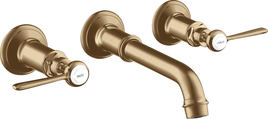 Купить купить смеситель для раковины axor montreux, на 3 отверстия, скрытого монтажа, с изливом 165-225 мм, с рычаговыми рукоятками, шлифованная бронза арт. 16534140