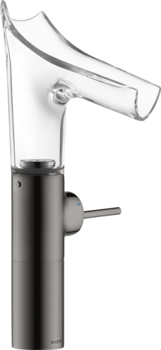Купить купить смеситель для раковины axor starck v, однорычажный, 220, со стеклянным изливом, для накладной раковины, полированный черный, хром арт. 12114330