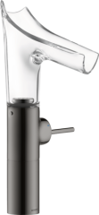 Смеситель для раковины Axor Starck V, однорычажный, 220, со стеклянным изливом, для накладной раковины, полированный черный, хром арт. 12114330