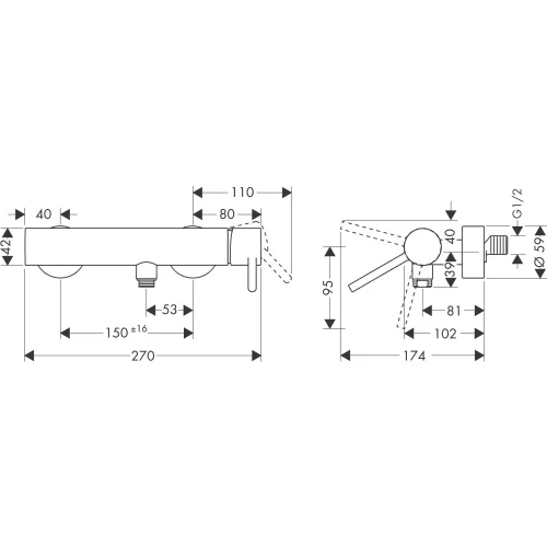 Купить купить смеситель для душа axor starck, однорычажный, внешнего монтажа, с круглой рычаговой рукояткой, шлифованное золото арт. 10611250