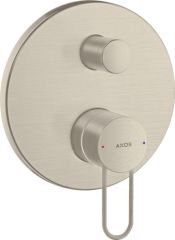 Смеситель для ванны AXOR Uno с рукояткой петлей со встроенной защитной комбинацией, шлифованный никель арт. 38428820