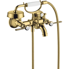 Смеситель для ванны Axor Montreux, внешнего монтажа, с 2 рычаговыми рукоятками, полированное золото арт. 16551990