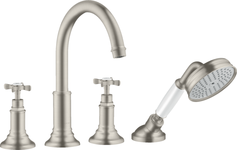 Купить купить смеситель для ванны axor montreux, на 4 отверстия, монтаж на плитку, с крестообразными рукоятками, сталь арт. 16544800