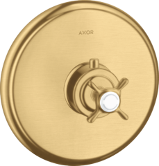 Термостат Axor Montreux Highflow, скрытого монтажа, с крестообразной рукояткой, шлифованное золото арт. 16815250
