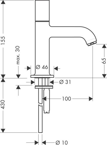 Купить купить кран axor uno 70 без сливного набора, сталь арт. 38130800